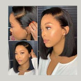 Black Straight Hair Short Bob Wigs| 13X4 HD Lace Font Wigs| 10 -14 Inch Wigs, 180% Density - JadeLux