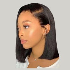 Black Straight Hair Short Bob Wigs| 13X4 HD Lace Font Wigs| 10 -14 Inch Wigs, 180% Density - JadeLux