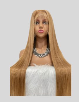 Honey Blonde Natural Straight HD Lace Front Wig| Pre-plucked Straight Hair Wig in 180% Density| 13x4 HD Lace Frontal Human Hair Wig - JadeLux