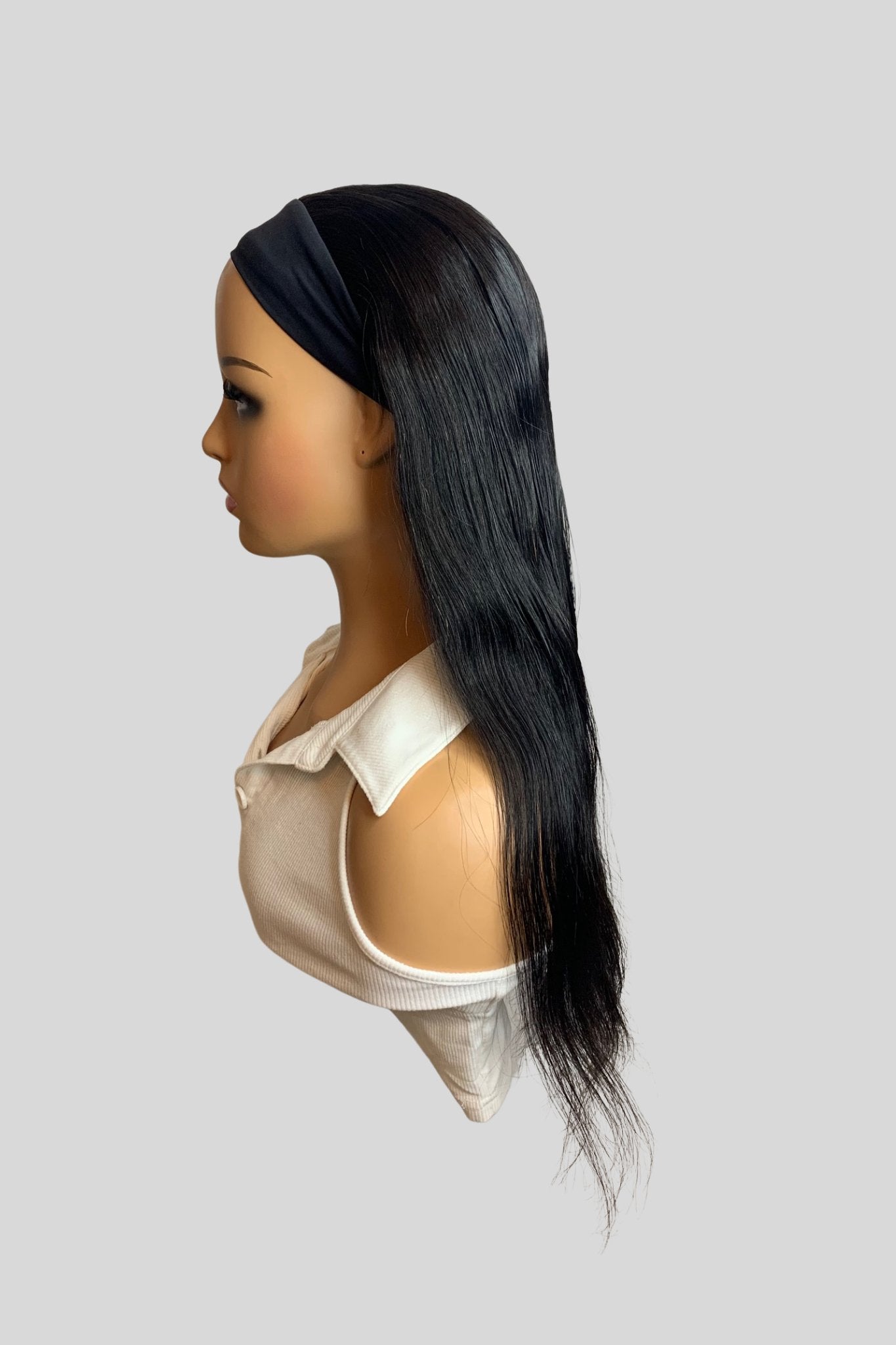 Natural Straight Human Hair Headband Wig| Natural, silky straight look and feel.| 180% Density - JadeLux