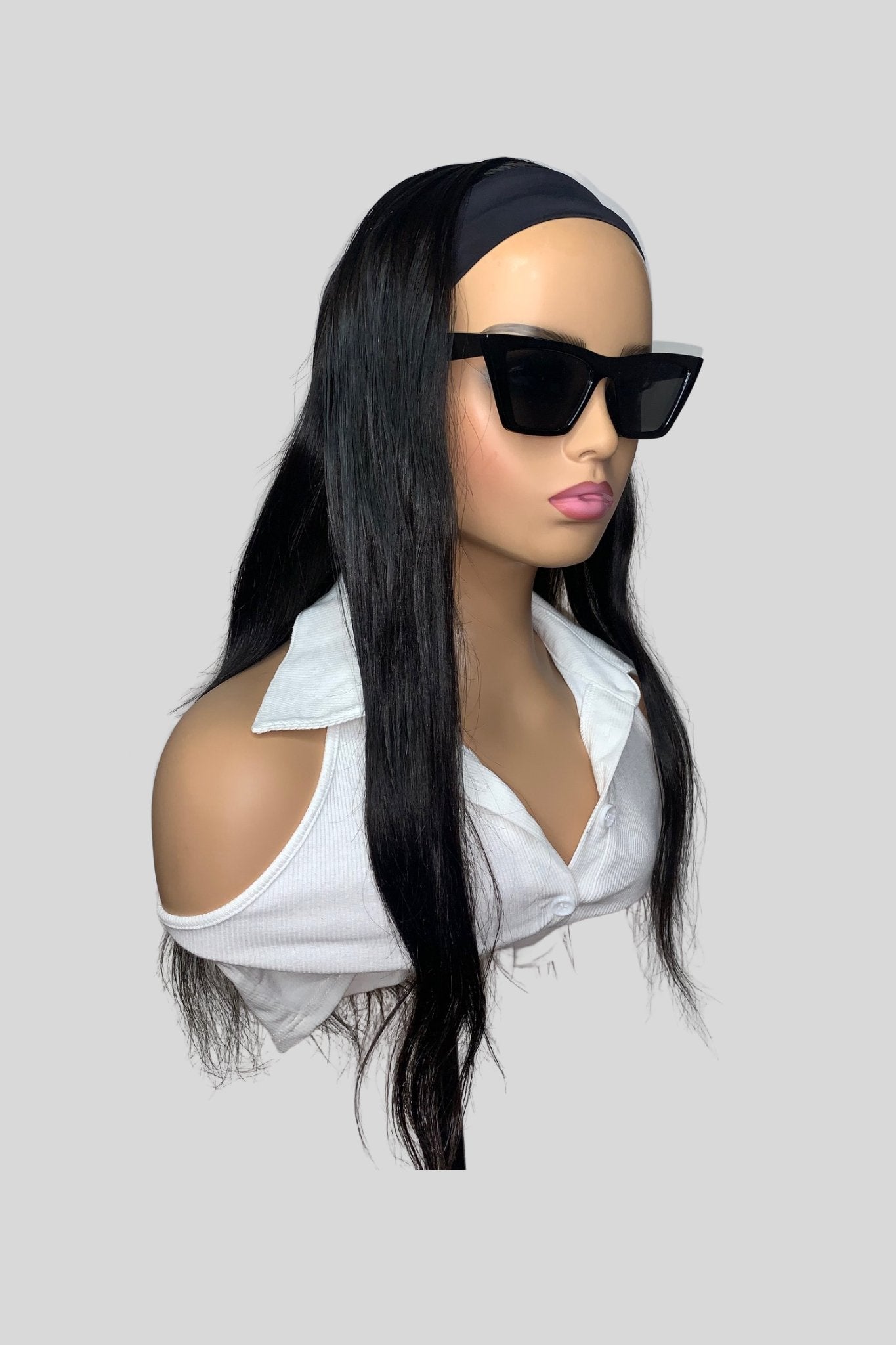 Natural Straight Human Hair Headband Wig| Natural, silky straight look and feel.| 180% Density - JadeLux